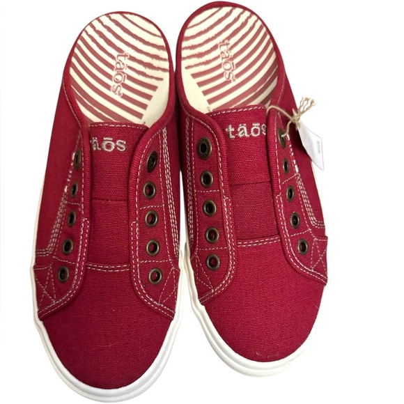 Taos EZ Soul Slip On Canvas Sneaker Backless Red Casual Comfort Shoe Women 7.5 - Picture 2 of 5